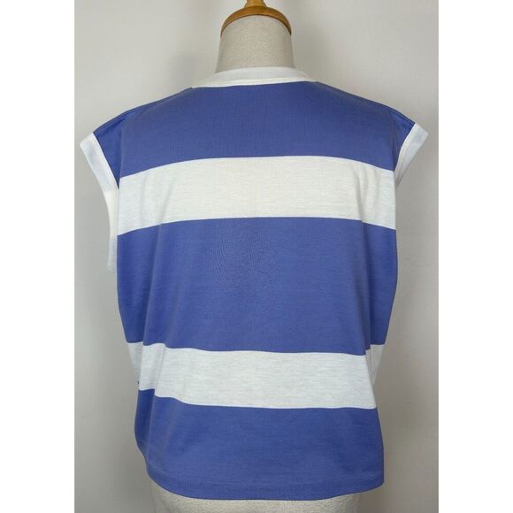 Vintage ESPRIT SPORT Women’s M OVERSIZED Purple Striped T- Shirt Tank Top Boxy - Picture 4 of 6